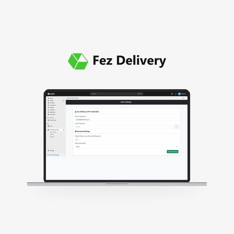 Fez Delivery Fez Delivery: Fez Delivery — a Shopify app that books local, international and smart-locker deliveries from the store admin